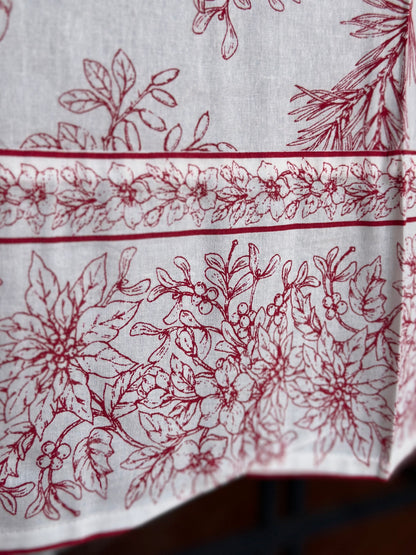 NA-MA-017 Mantel Blanco con  Flores Rojas Navidad