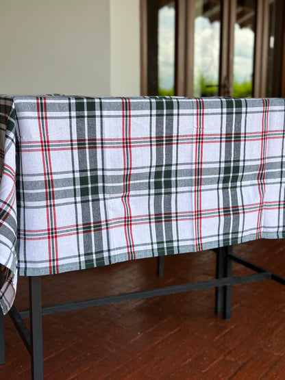 NA-MA-019 Mantel Búfalo Blanco, Verde & Rojo Navidad