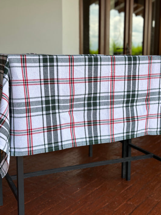 NA-MA-019 Mantel Búfalo Blanco, Verde & Rojo Navidad