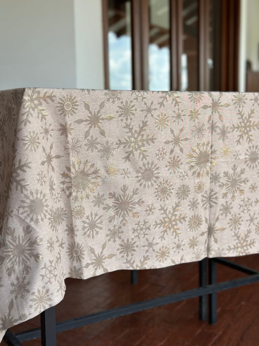 NA-MA-021 Mantel Copos de Nieve Dorados Navidad