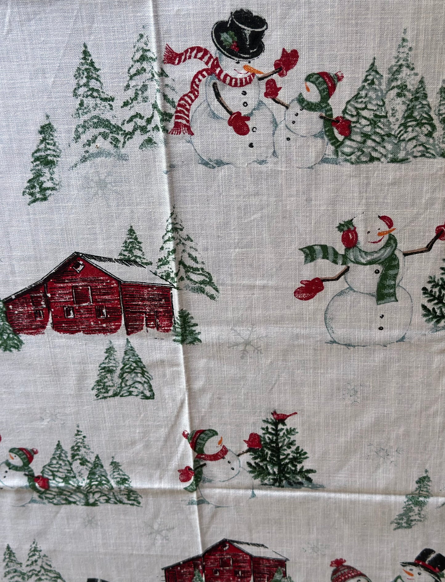 NA-MA-023 Mantel Blanco Muñecos de Nieve Navidad