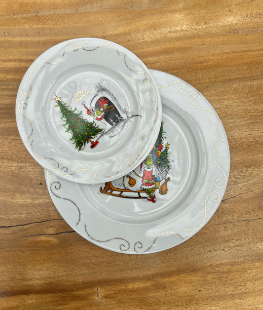 NA-PL-005 Platos Set x 2 Grinchmas x 8 Puestos Navidad