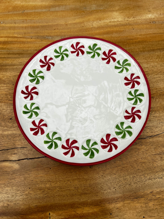 NA-PL-013 Plato Principal Candy Rojo & Verde x 6 Puestos Navidad