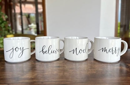 NA-PL-015 Platos Set x 2 Blanco Joy  & Mug  x 4 Puestos Navidad