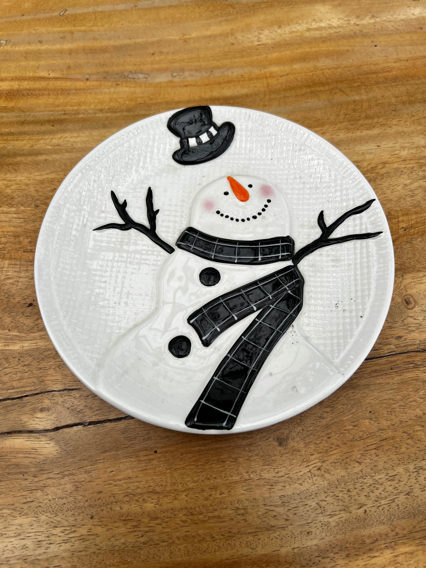 NA-PL-016 Plato Ensalada Muñeco de Nieve x 8 Navidad