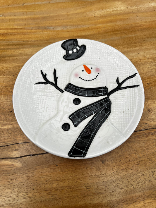 NA-PL-016 Plato Ensalada Muñeco de Nieve x 8 Navidad