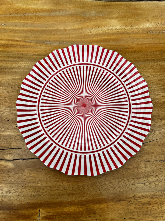 NA-PL-019 Plato Principal Rayas Delgadas Rojas x 4 Navidad