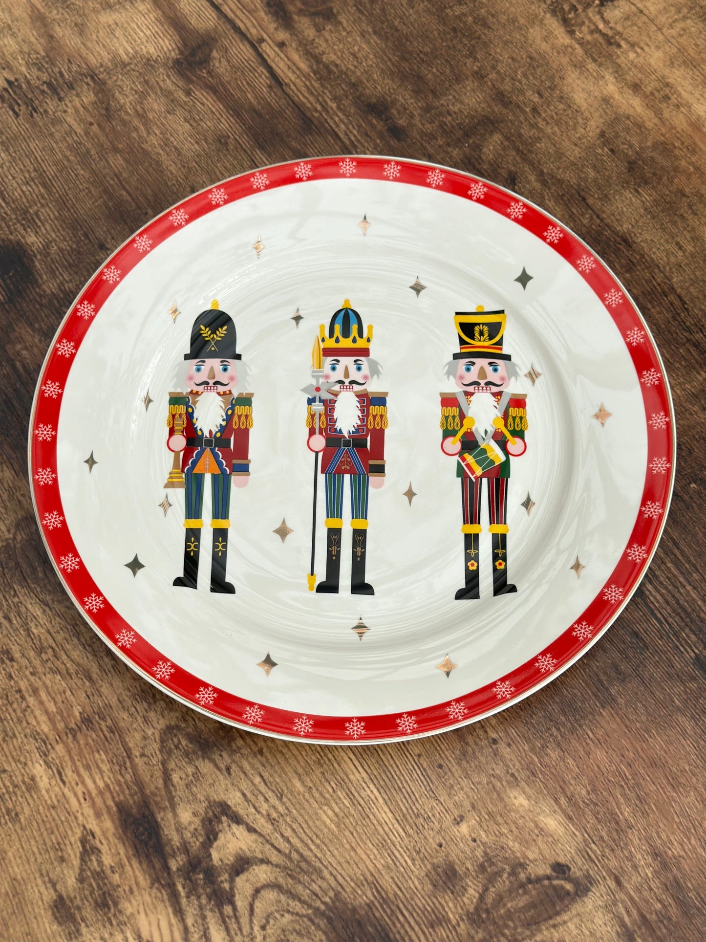 NA-PL-021 Plato Principal Cascanueces Bordo Rojo x 8 Puestos. Navidad