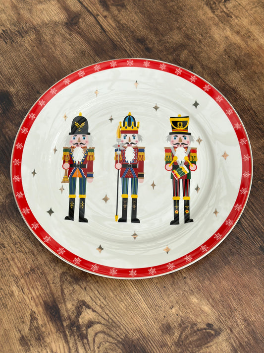 NA-PL-021 Plato Principal Cascanueces Bordo Rojo x 8 Puestos. Navidad