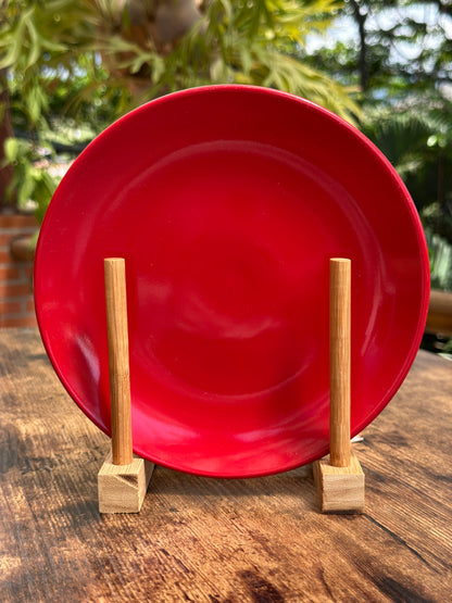 NA-PL-033 Plato Postrero Rojo Plano x 4