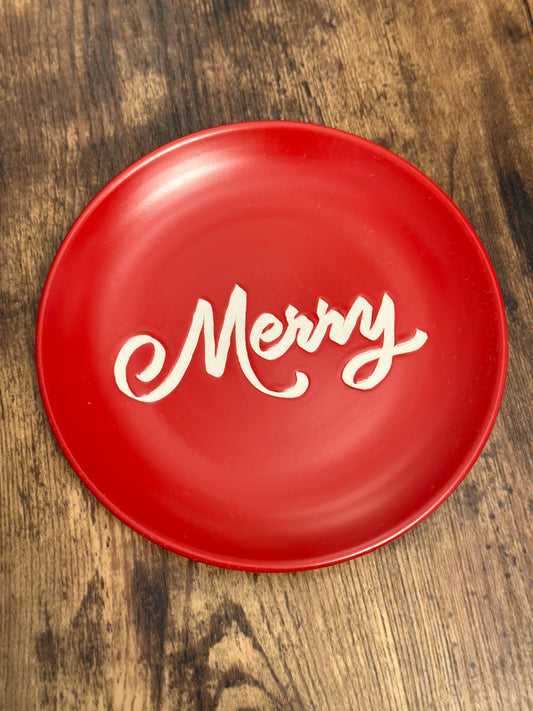NA-PL-035A Plato Postrero Rojo Merry x 4