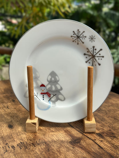NA-PL-038 Plato Postrero Muñeco de Nieve - Arboles x 8. Surtido