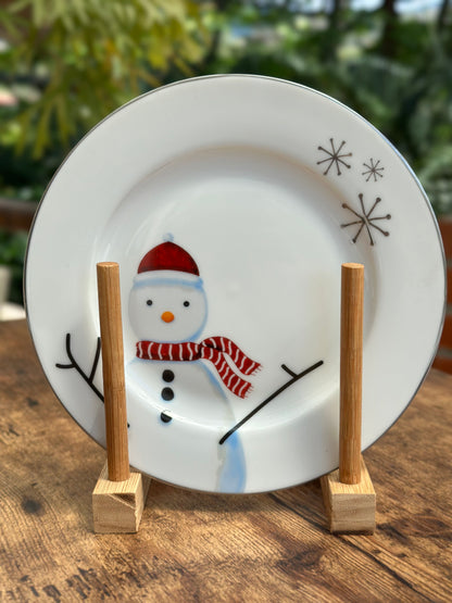 NA-PL-038 Plato Postrero Muñeco de Nieve - Arboles x 8. Surtido