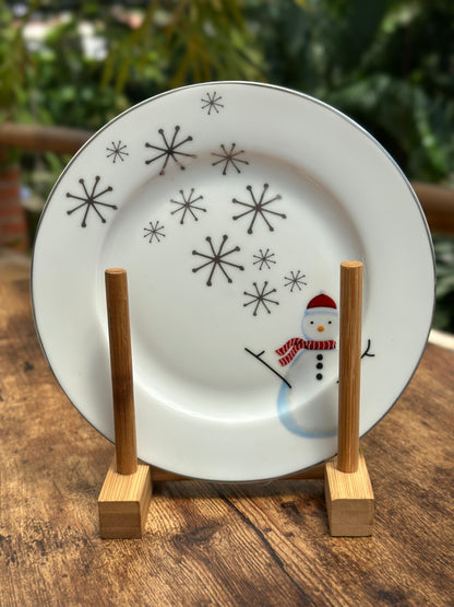 NA-PL-038 Plato Postrero Muñeco de Nieve - Arboles x 8. Surtido