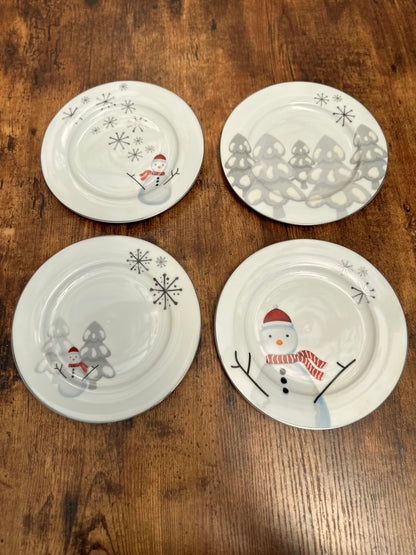 NA-PL-038 Plato Postrero Muñeco de Nieve - Arboles x 8. Surtido
