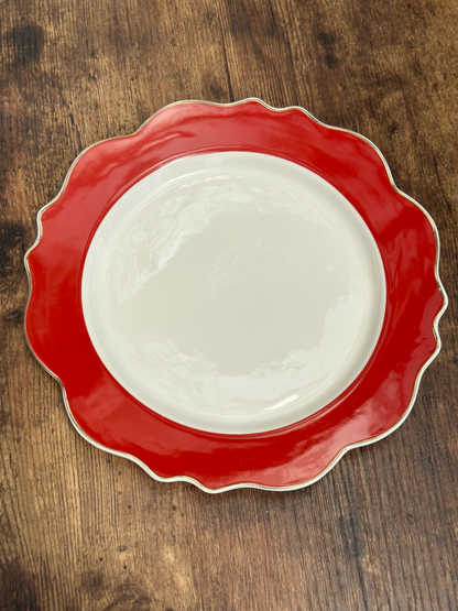 NA-PL-040 Plato Postrero Blanco Borde Rojo x 8