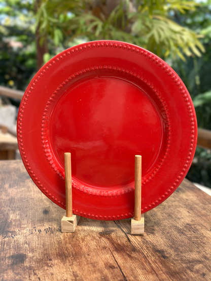 NA-PL-043 Plato Principal Rojo con Bolas x 8