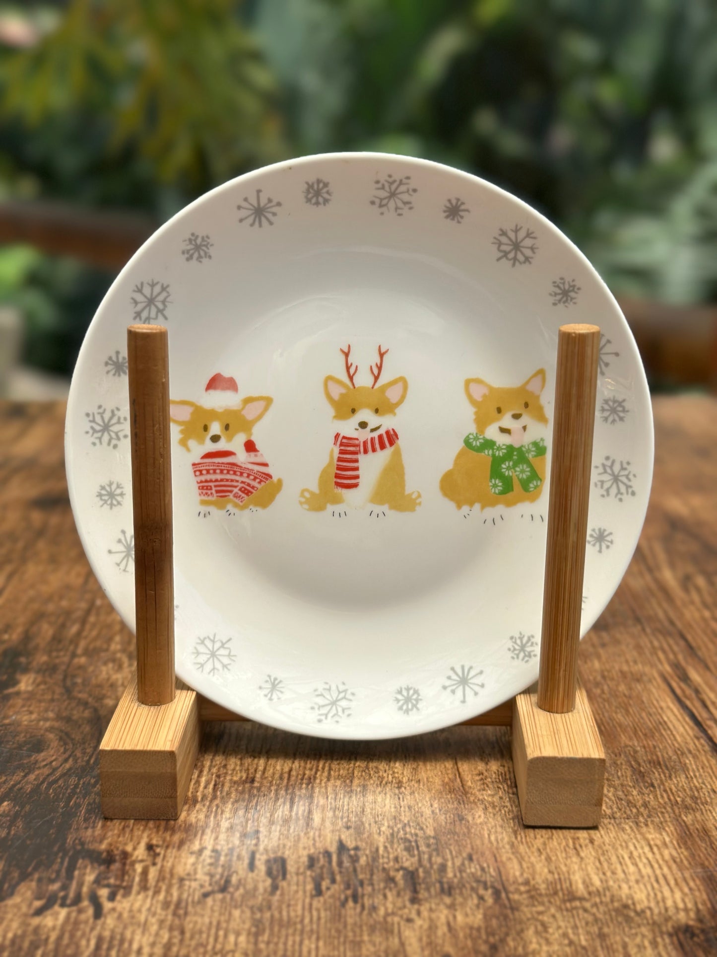 NA-PL-051 Plato Postrero Perros y Copos de Nieve Navidad  x8