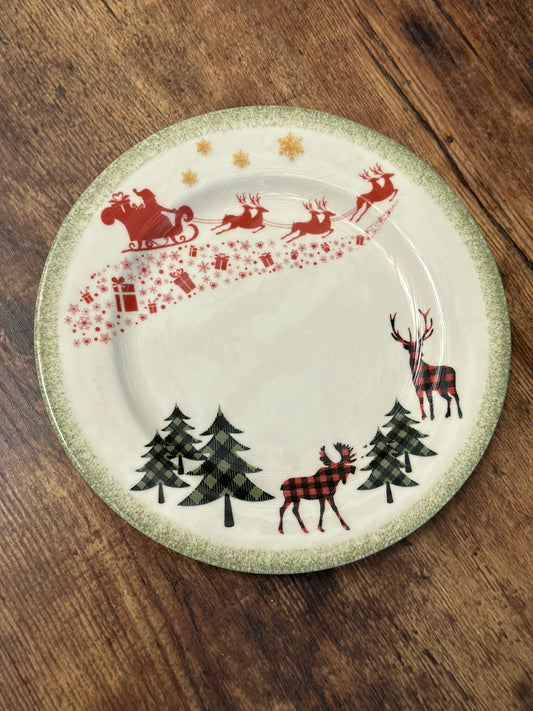 NA-PL-053A Plato Renos y Trineo Navidad Set x 4