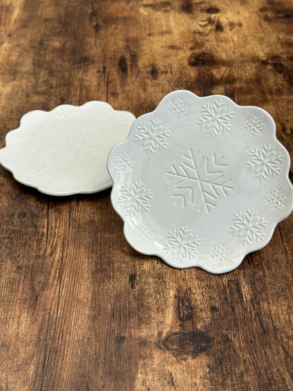NA-PL-057 Plato Postrero Copo de Nieve Navidad. 8 Puestos