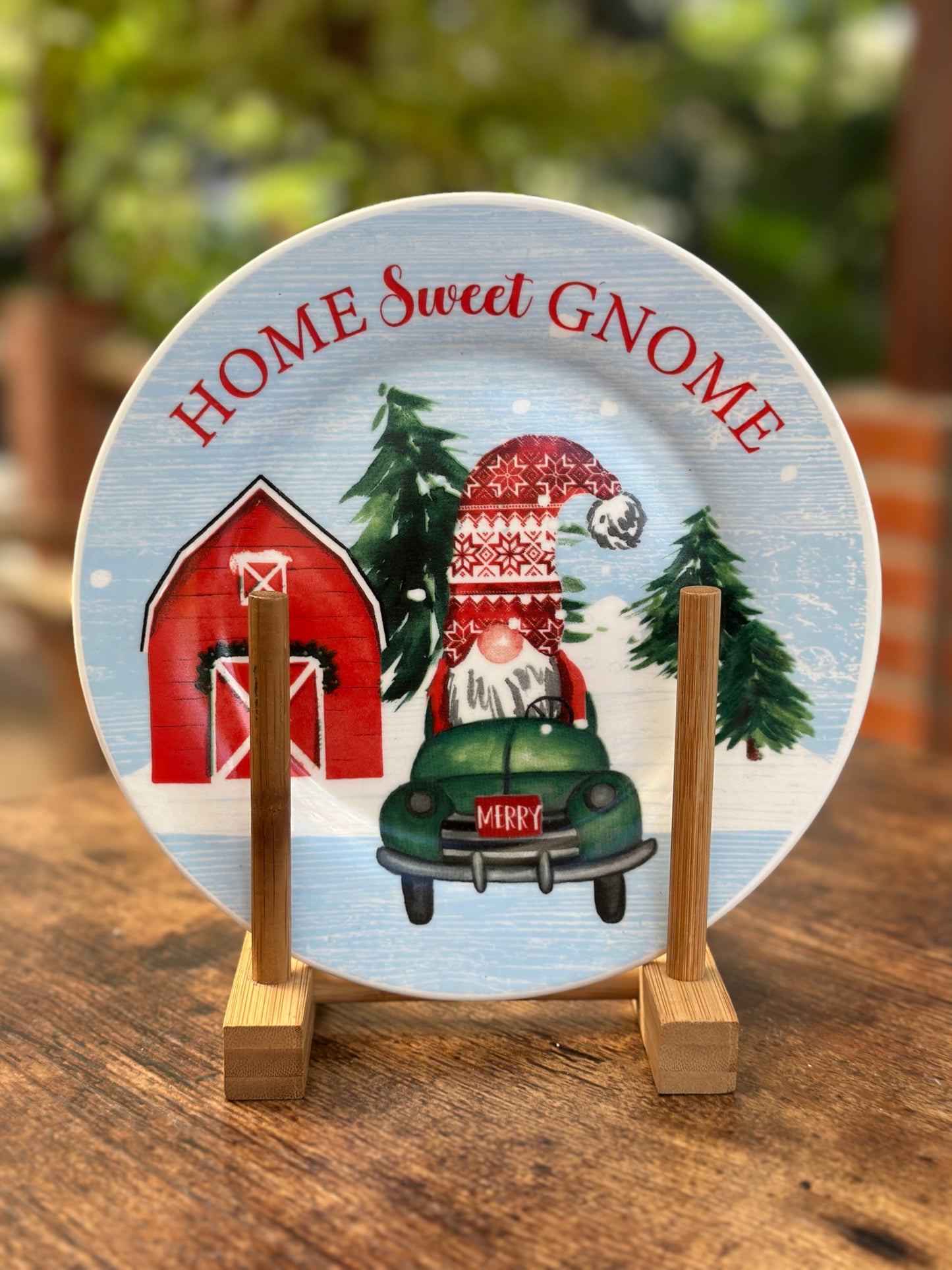 NA-PL-061 Plato Postrero Home Sweet Gnome Navidad. x 8 Puestos