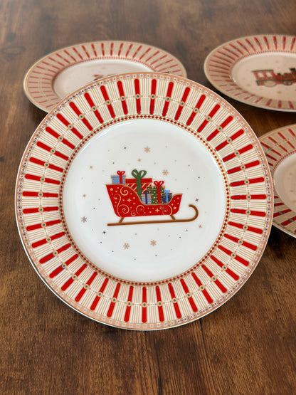 NA-PL-066 Platos Tren Navidad. Set x 4
