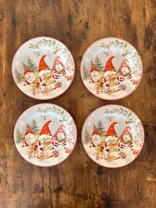 NA-PL-067 Platos Gnomos Navidad. Set x 4