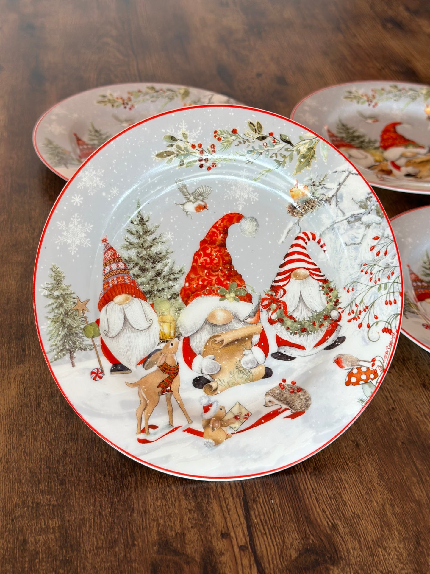 NA-PL-067 Platos Gnomos Navidad. Set x 4