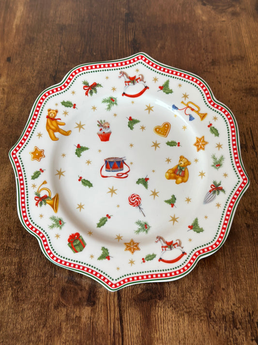 NA-PL-069 Plato Osos & Hojas de Navidad. Set x 4