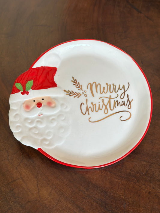 NA-PL-072 Plato Papa Noel Letras Doradas. Set x 8