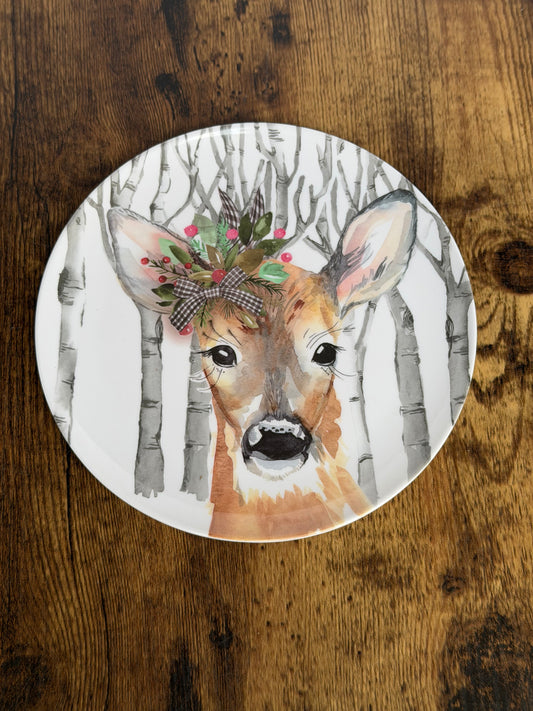 NA-PL-091  Plato con Reno Navidad en el Medio. Set x 5