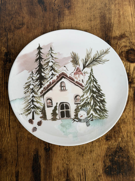 NA-PL-092 Plato Casa de Navidad en el Medio. Set x 5