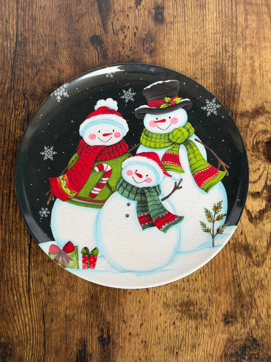 NA-PL-093 Plato Familia de Muñecos de Nieve. Set x 6