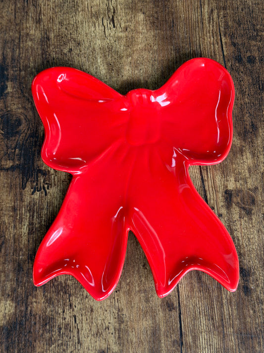 NA-PL-094 Plato / Bandeja en Forma de Moño Rojo, Grande