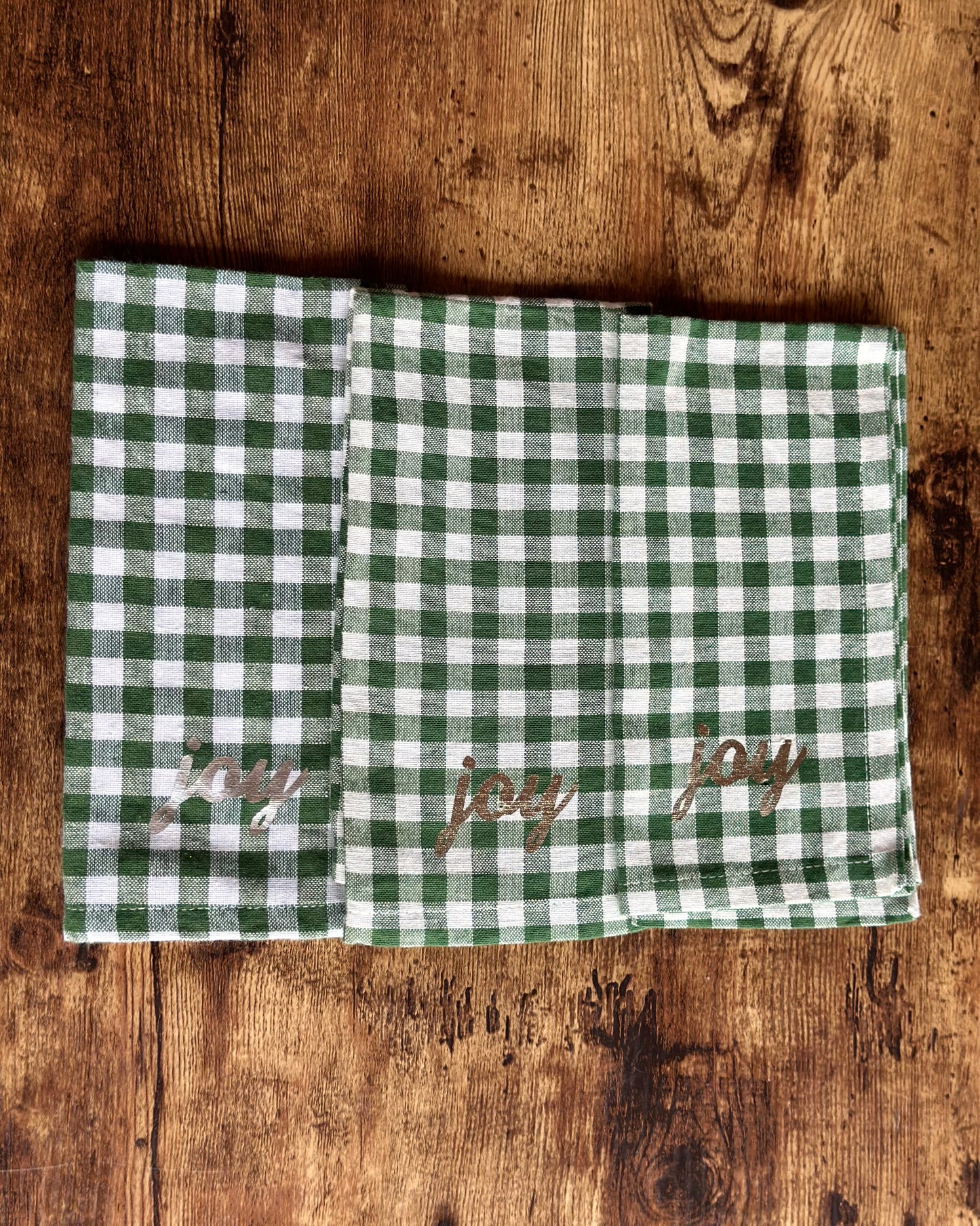 NA-SE-004 Servilletas Cuadros Verdes, Letrero Joy x 8 Navidad