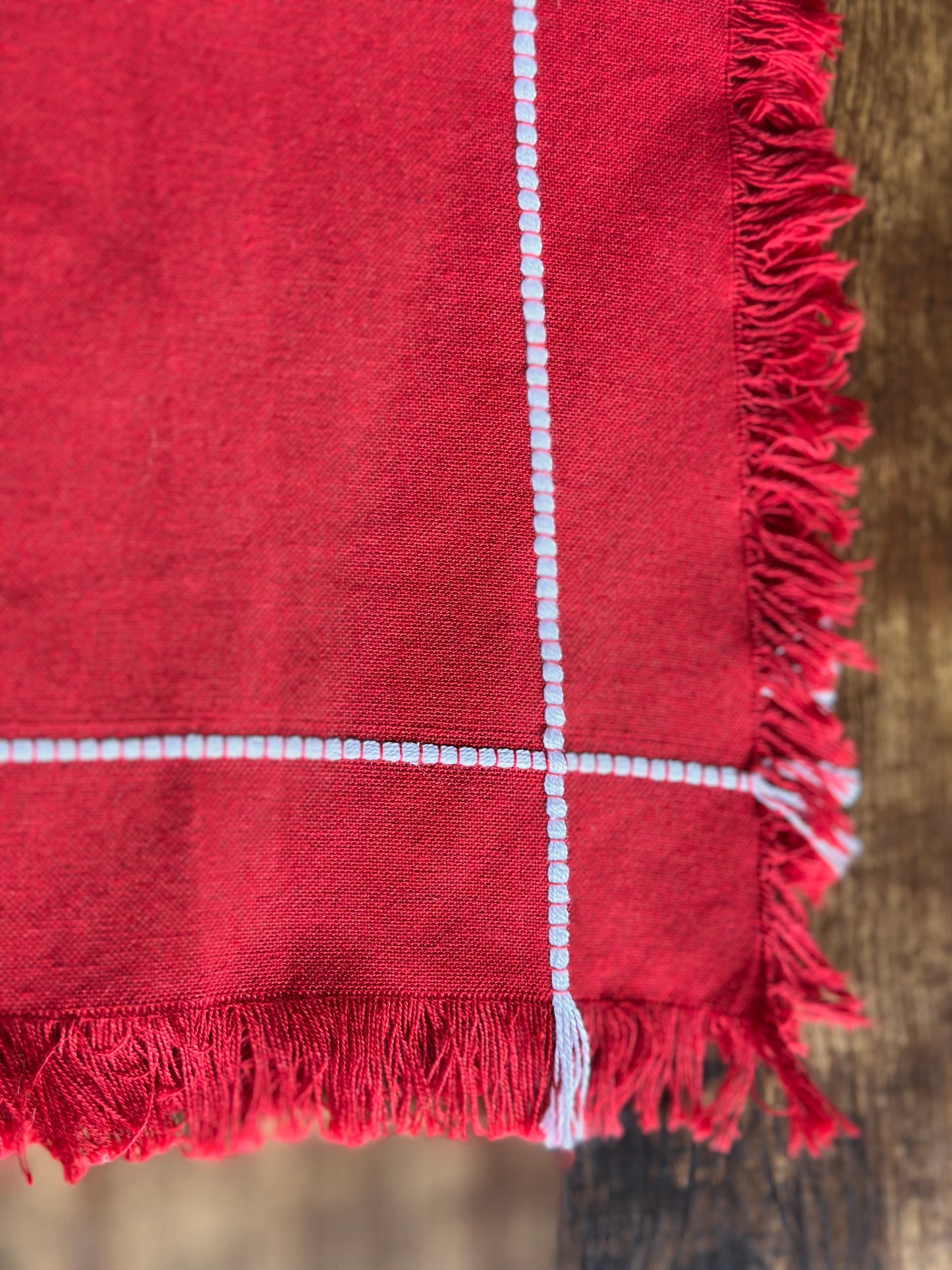 NA-SE-011 Servilletas Rojas, Rebordo  Blanco x 8 Navidad