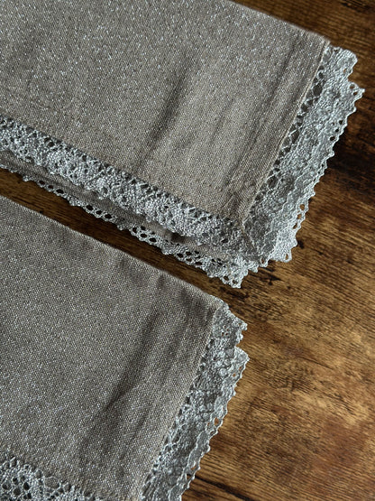 NA-SE-015 Servilletas Doradas, Borde Encaje Navidad x 8