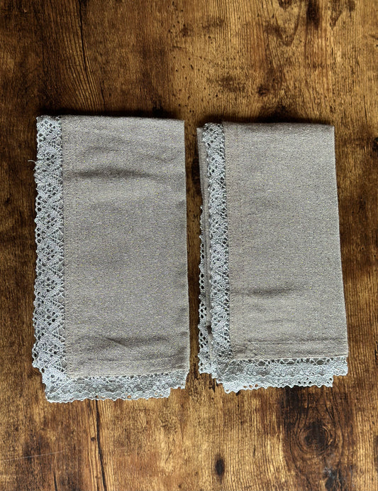 NA-SE-015 Servilletas Doradas, Borde Encaje Navidad x 8