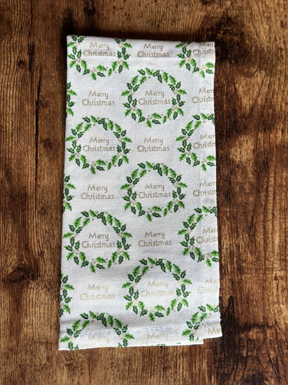 NA-SE-019 Servilletas Blancas Corona de Navidad x 8