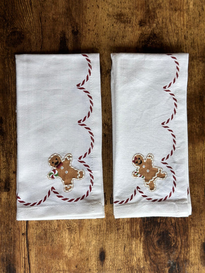 NA-SE-022 Servilletas Blancas Galleta de Jengibre Navidad x 6