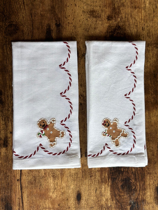 NA-SE-022 Servilletas Blancas Galleta de Jengibre Navidad x 6