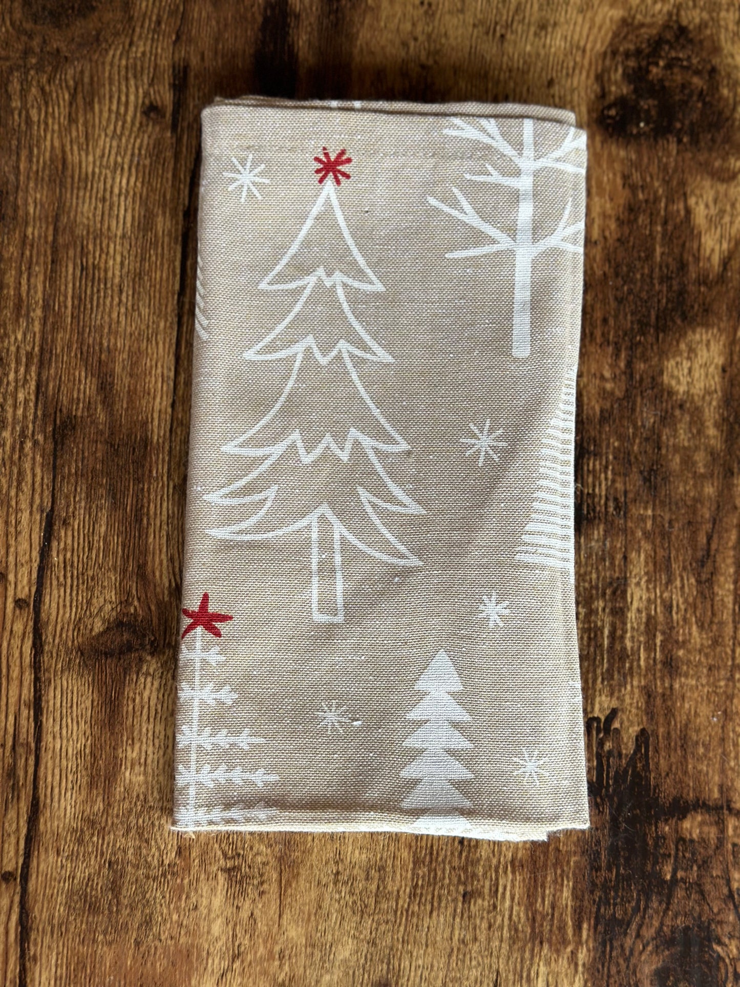 NA-SE-023 Servilletas Beige Árbol de Navidad Blanco x 8