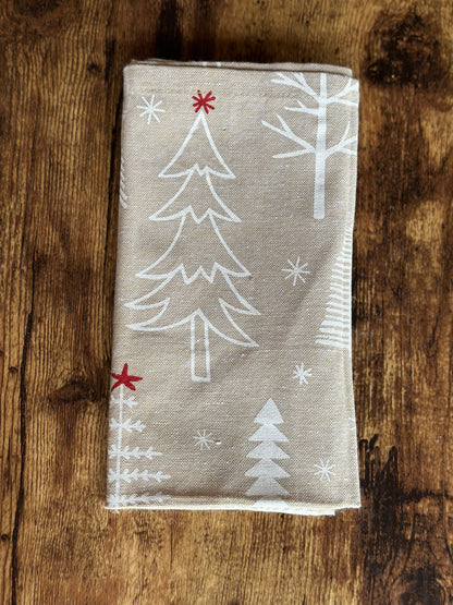 NA-SE-023 Servilletas Beige Árbol de Navidad Blanco x 8