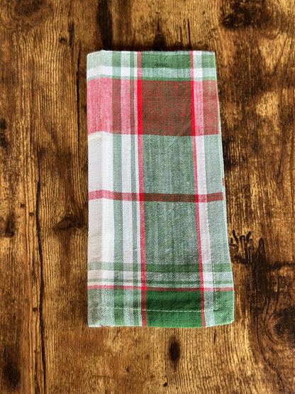 NA-SE-024 Servilletas Cuadros Verdes, Rojos & Blancos Navidad x 8