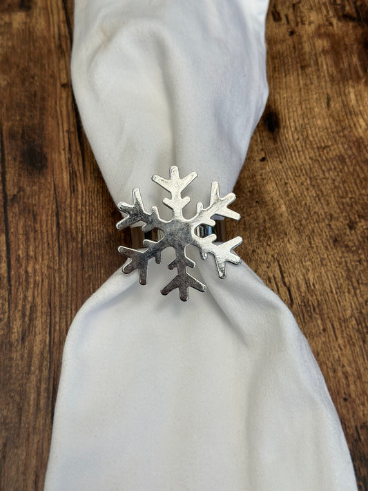 NA-SV-013 Servilletero Plateado Copo de Nieve. Set x 8