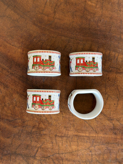 NA-SV-019 Servilleteros Tren Navidad. Set x 4