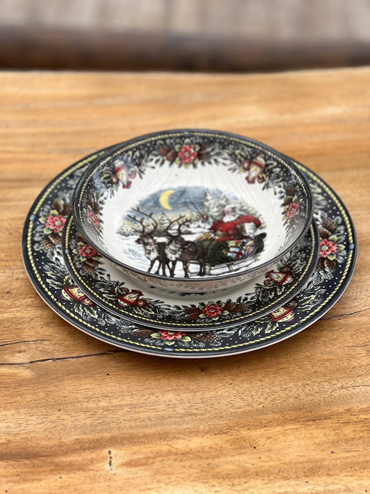 NA-VA-003 Vajilla Trineo Clasica Navidad 6 puestos 18 piezas