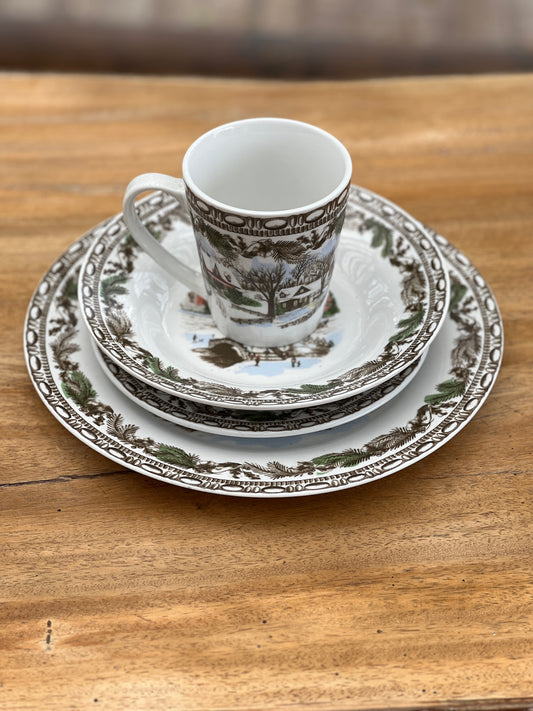 NA-VA-004 Vajilla Paisaje Navideño Navidad 6 puestos 24 piezas