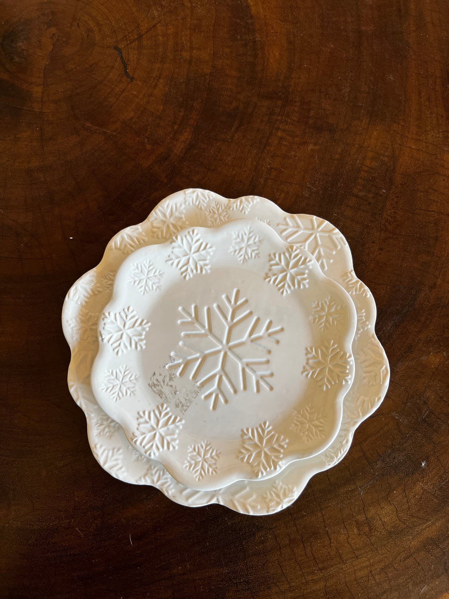 NA-VA-005 Vajilla Copos de Nieve Blanco Navidad 8 puestos 24 piezas