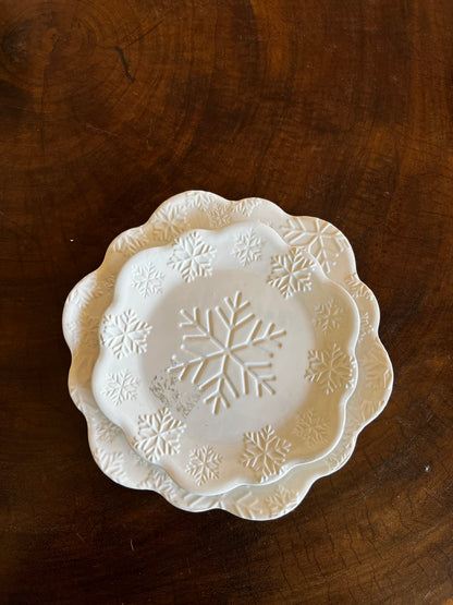 NA-VA-005 Vajilla Copos de Nieve Blanco Navidad 8 puestos 24 piezas